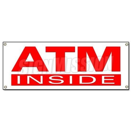 SIGNMISSION ATM INSIDE BANNER SIGN cash machine money automatic teller machine bank card B-Atm Inside